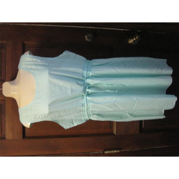 Mint Green Stylish Square Neck Hollow Out Drawstring Flare Dress For Women - Picture 2 of 4